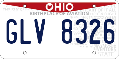 OH license plate GLV8326