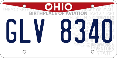 OH license plate GLV8340