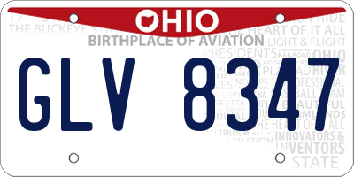 OH license plate GLV8347
