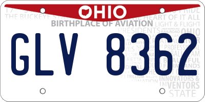 OH license plate GLV8362