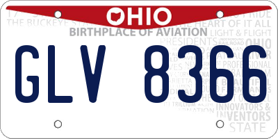 OH license plate GLV8366