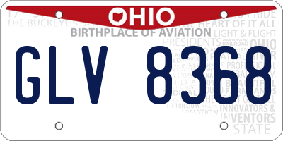 OH license plate GLV8368