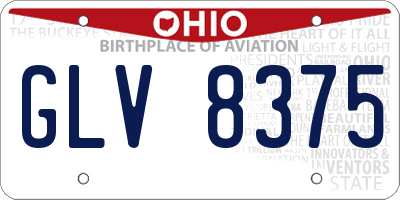 OH license plate GLV8375