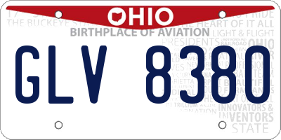 OH license plate GLV8380