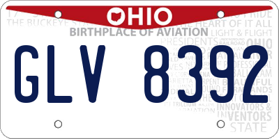 OH license plate GLV8392