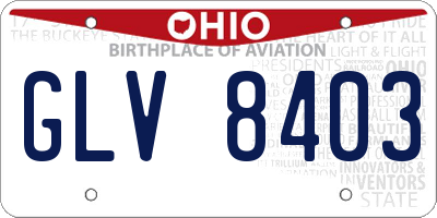 OH license plate GLV8403
