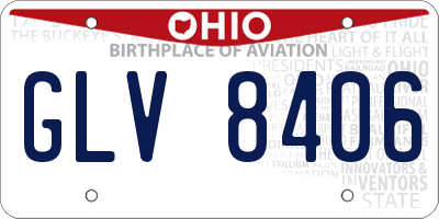 OH license plate GLV8406
