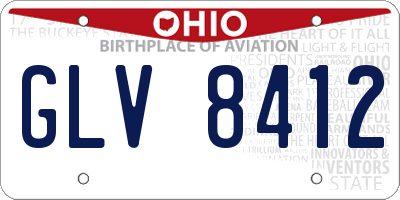 OH license plate GLV8412