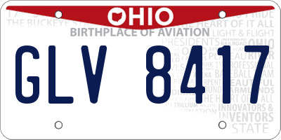 OH license plate GLV8417