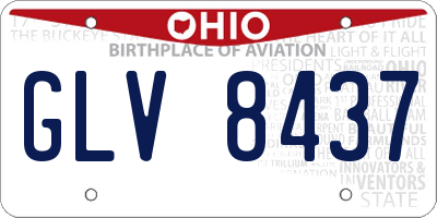 OH license plate GLV8437