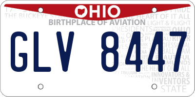 OH license plate GLV8447