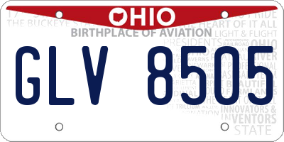 OH license plate GLV8505