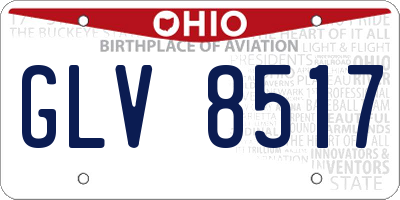 OH license plate GLV8517
