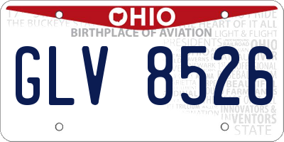 OH license plate GLV8526