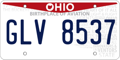 OH license plate GLV8537