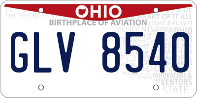 OH license plate GLV8540