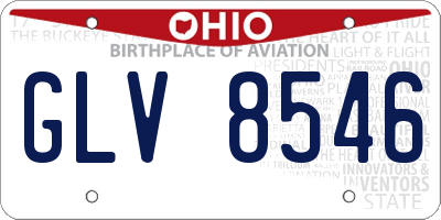 OH license plate GLV8546