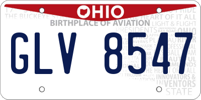OH license plate GLV8547