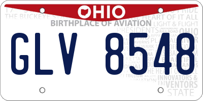 OH license plate GLV8548