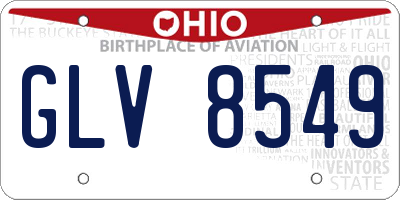 OH license plate GLV8549