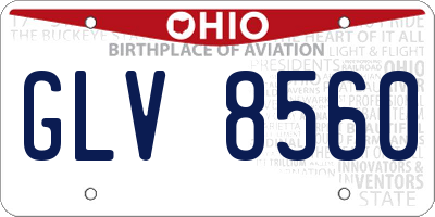 OH license plate GLV8560