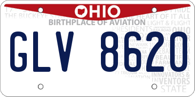 OH license plate GLV8620