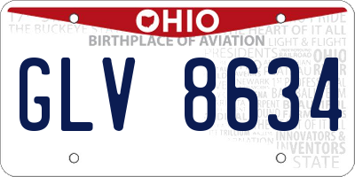 OH license plate GLV8634