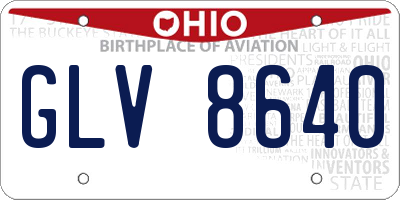OH license plate GLV8640