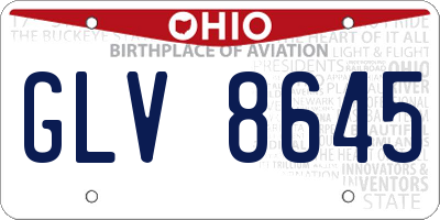 OH license plate GLV8645
