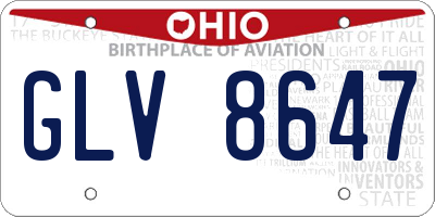 OH license plate GLV8647