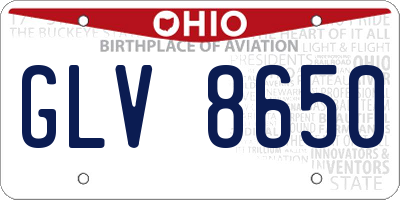 OH license plate GLV8650