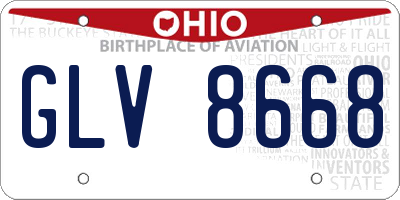 OH license plate GLV8668