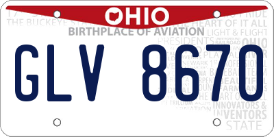 OH license plate GLV8670