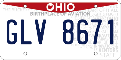 OH license plate GLV8671