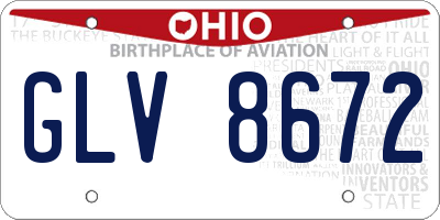 OH license plate GLV8672