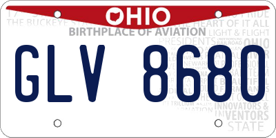 OH license plate GLV8680