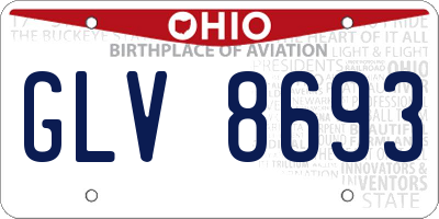 OH license plate GLV8693