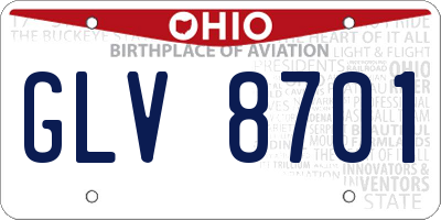 OH license plate GLV8701