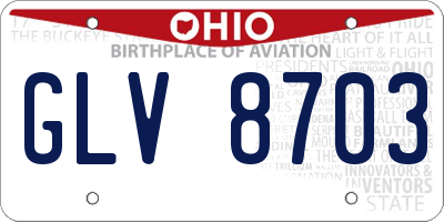 OH license plate GLV8703
