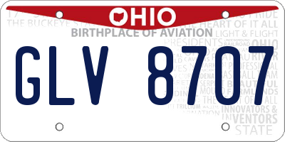 OH license plate GLV8707