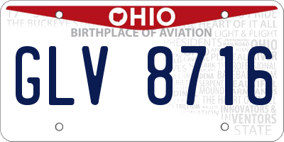 OH license plate GLV8716