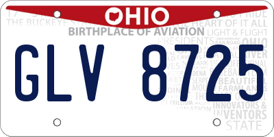 OH license plate GLV8725