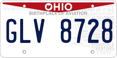 OH license plate GLV8728