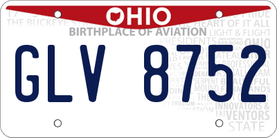 OH license plate GLV8752