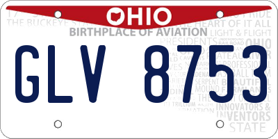 OH license plate GLV8753