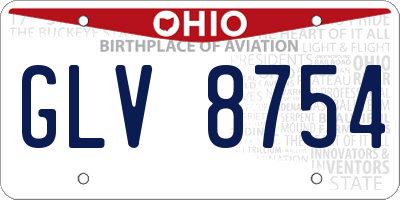 OH license plate GLV8754