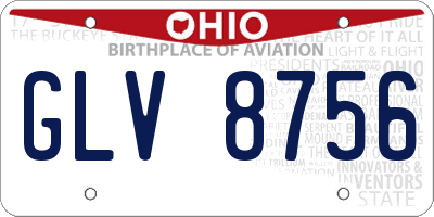 OH license plate GLV8756