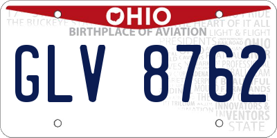 OH license plate GLV8762