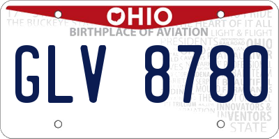 OH license plate GLV8780