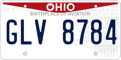 OH license plate GLV8784